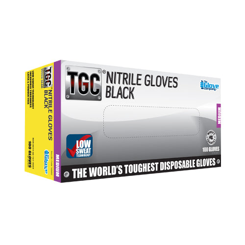 Nitrile Gloves - Black - 100pc - Small to XL